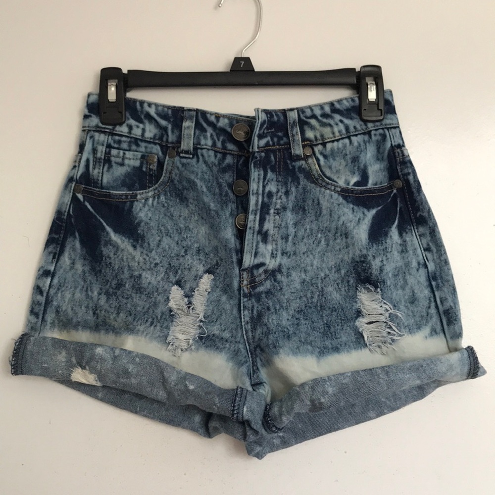 Acid Washed High Waisted Shorts
